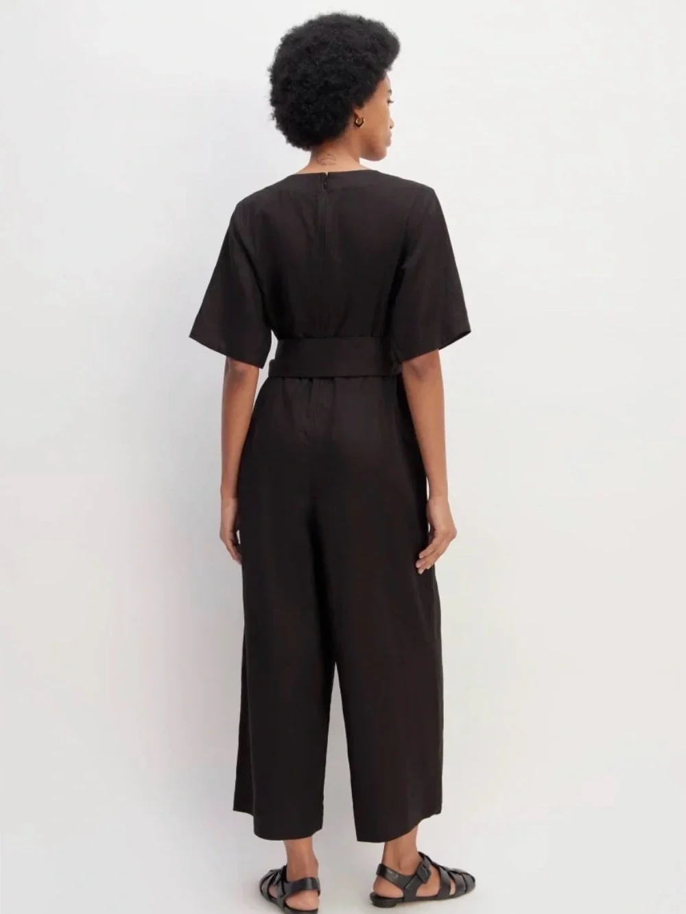Everlane Black Linen Wrap Jumpsuit